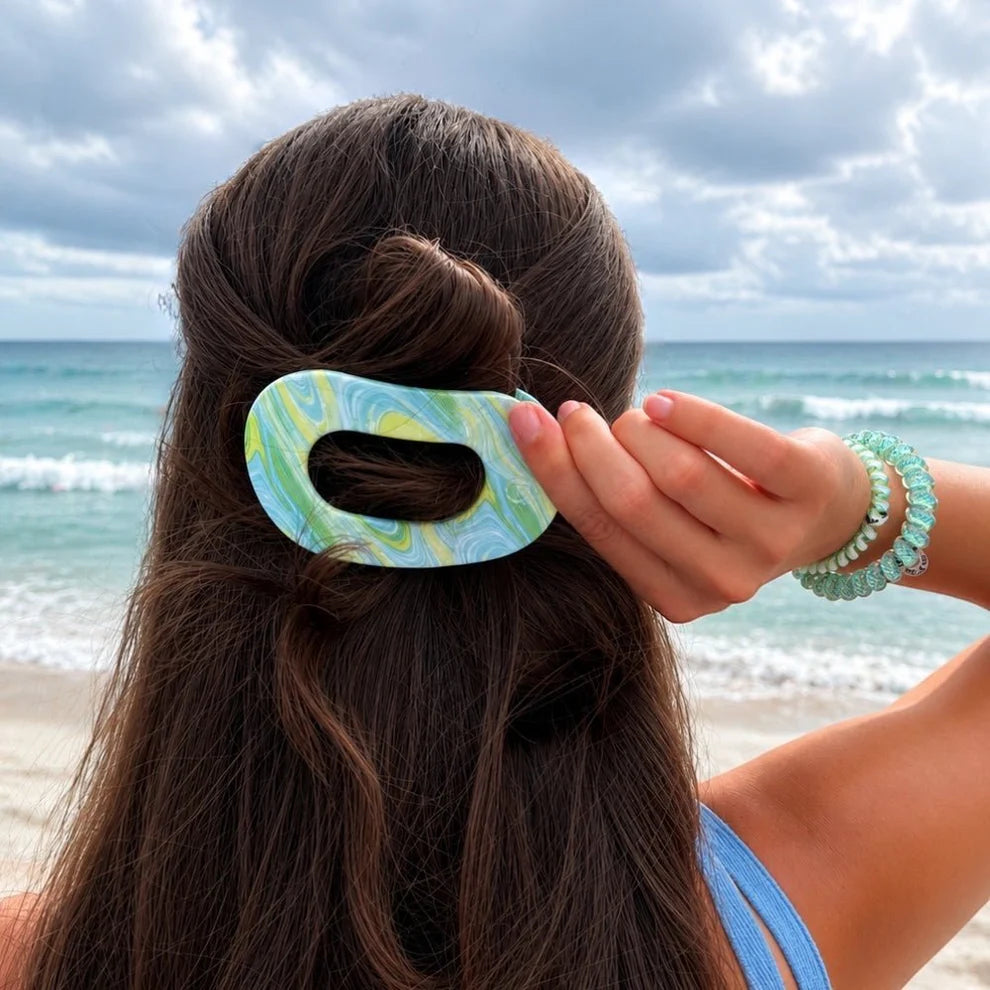 Teleties Flat Round Hair Clip - By the Sea Shore
