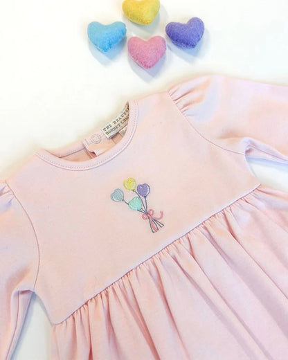 Long Sleeve Daisy Diaper Cover Dress, 
Palm Beach Pink/Balloons