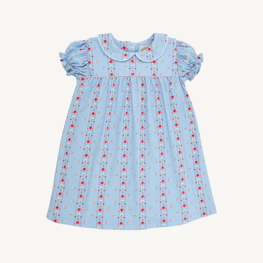 Holly Day Dress - Normal Weight Pima, 
First Day Flowers/Worth Ave White/Richmond Red