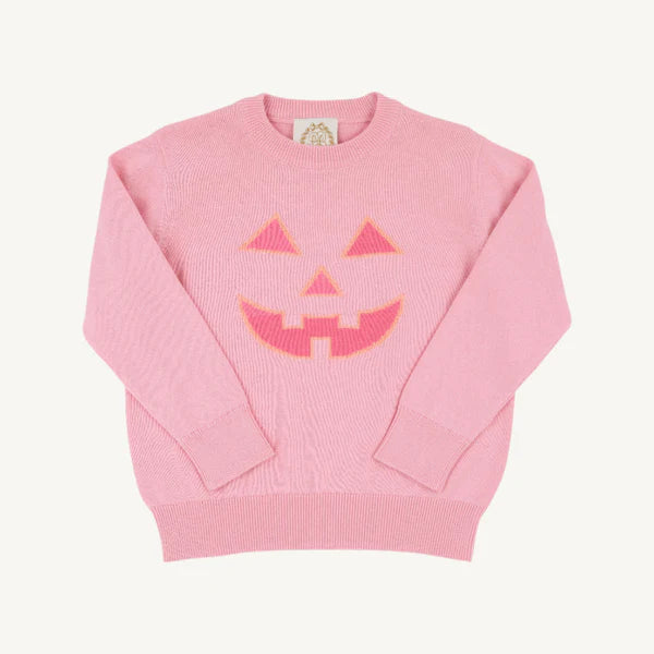 Isabelle's Intarsia Sweater, Sandpearl Pink/Pumpkin Face