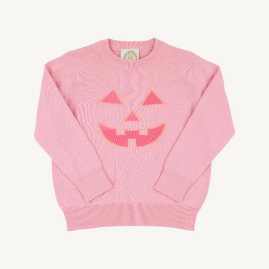 Isabelle's Intarsia Sweater, Sandpearl Pink/Pumpkin Face