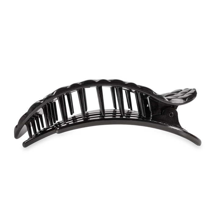 Teleties Jet Black Quilted- Flat Round Hair Clip