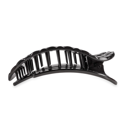 Teleties Jet Black Quilted- Flat Round Hair Clip