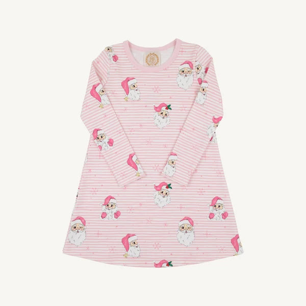 Long Sleeve Polly Play Dress - Heavy Weight, 
Dear Santa (Palm Beach Pink Stripe)/Palm Beach Pink