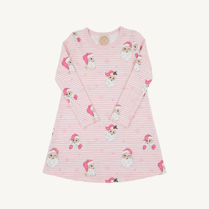 Long Sleeve Polly Play Dress - Heavy Weight, 
Dear Santa (Palm Beach Pink Stripe)/Palm Beach Pink