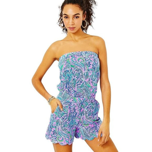 JACE STRAPLESS ROMPER, LILAC ROSE WE MERMAID IT
