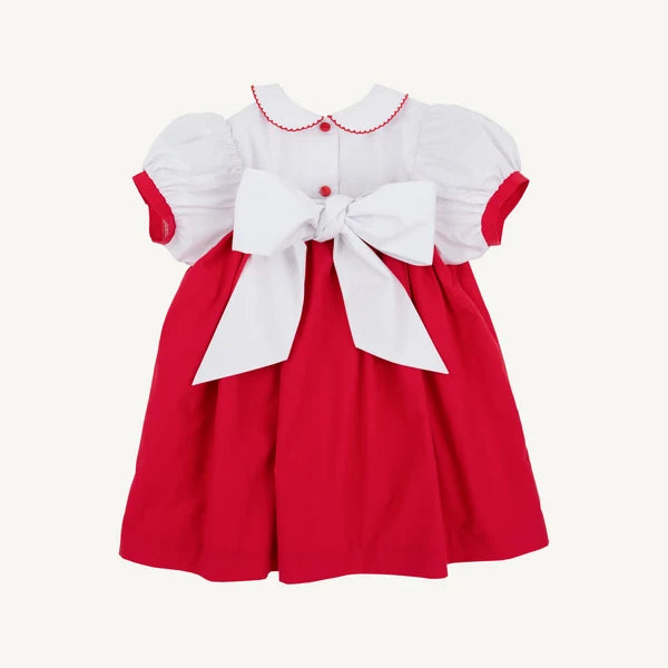 Mary Dal Dress - Broadcloth, Worth Ave White/Richmond Red