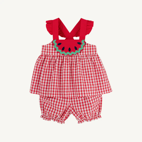Nancy's Novelty Set- Woven Dyed Yarn, 
Richmond Red Gingham/Richmond Red/Watermelon