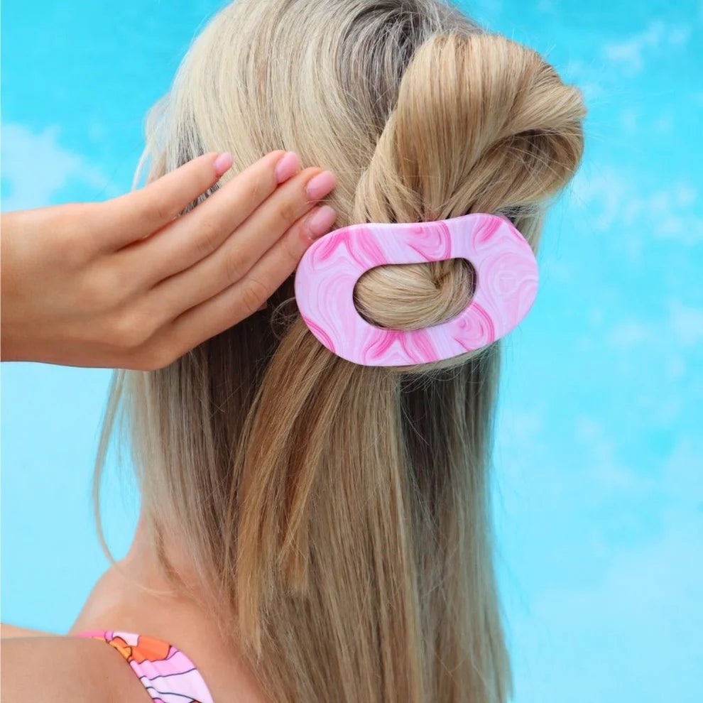 Teleties Flat Round Hair Clip - Pinch Me! Pink