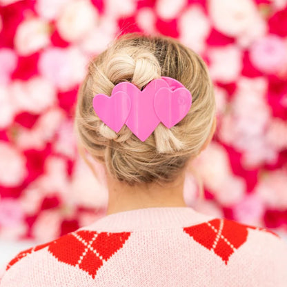 Pink Heart to Heart Flat Hair Clip