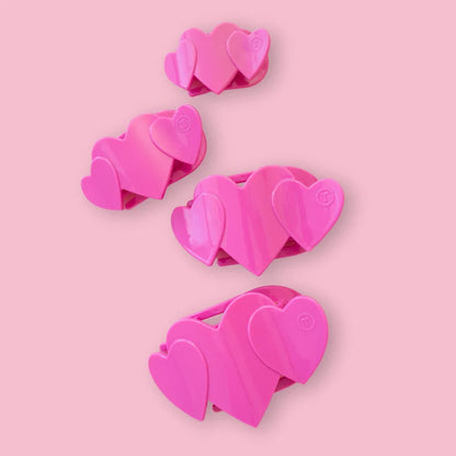Pink Heart to Heart Flat Hair Clip