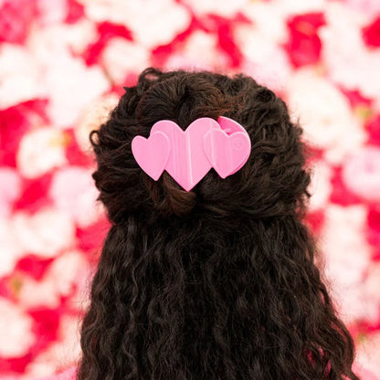 Pink Heart to Heart Flat Hair Clip