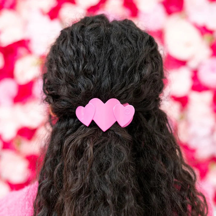 Pink Heart to Heart Flat Hair Clip
