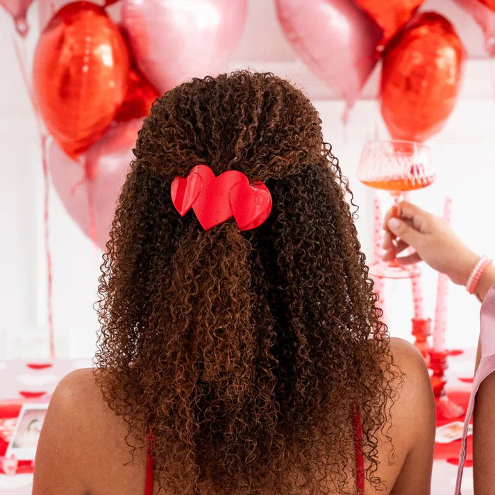 Red Heart to Heart Flat Hair Clip