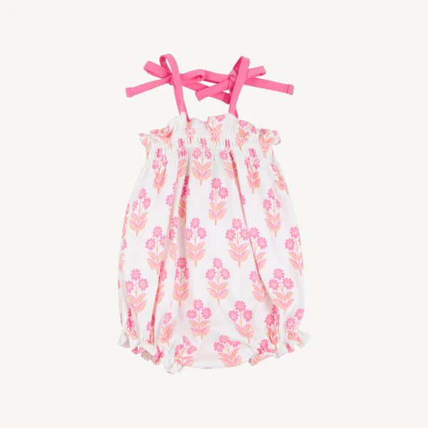 Rosey Romper - Pima, 
Bridgetown Harbour Hand Block/Winter Park Pink