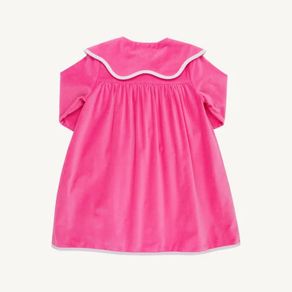 Tabitha's Teacher's Pet Dress- Velveteen, 
Winter Park Pink/Worth Ave White