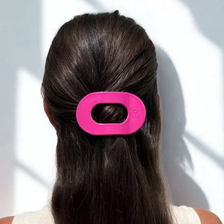 Teleties Flat Round Hair Clip - Tropical Punch Pink