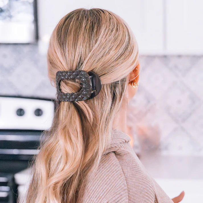 Teleties Truly Taupe Quilted- Flat Round Hair Clip