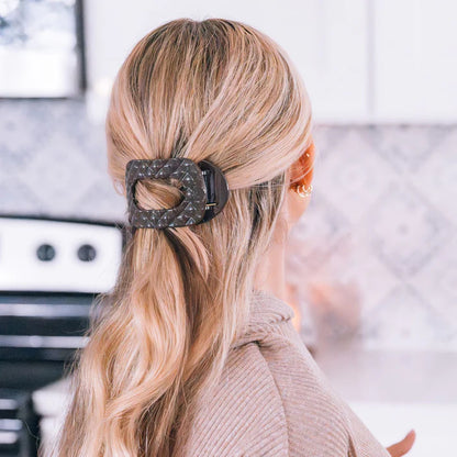 Teleties Truly Taupe Quilted- Flat Round Hair Clip