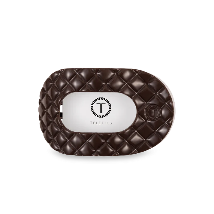 Teleties Truly Taupe Quilted- Flat Round Hair Clip