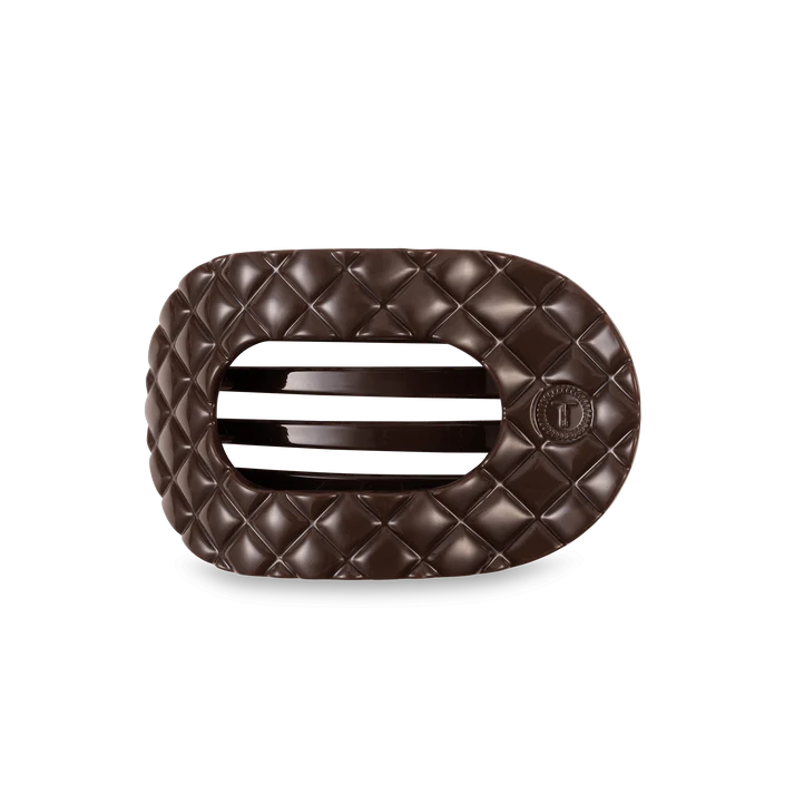 Teleties Truly Taupe Quilted- Flat Round Hair Clip