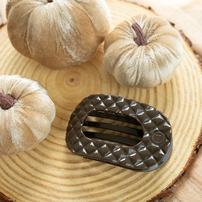 Teleties Truly Taupe Quilted- Flat Round Hair Clip